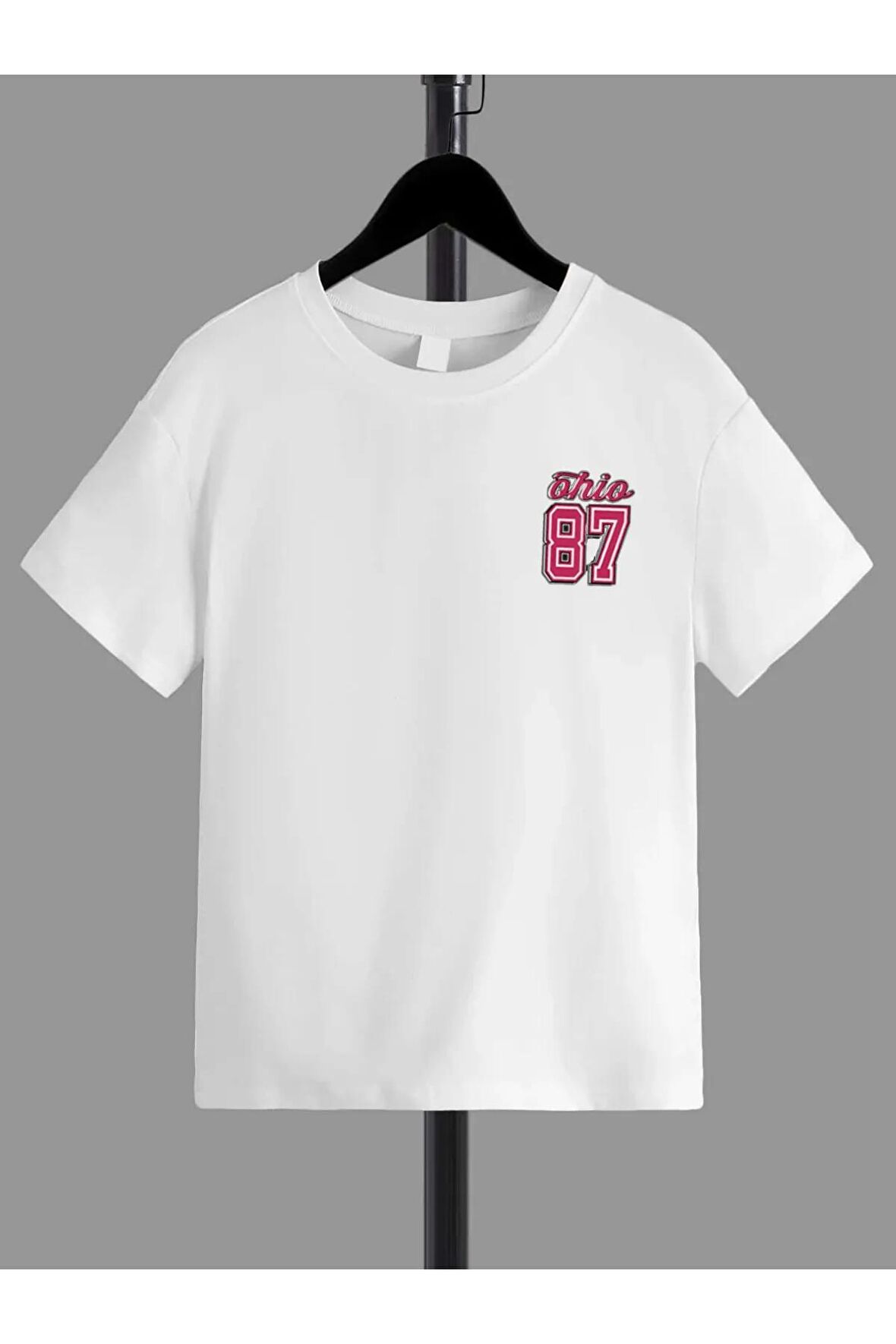 Ünisex Rahat Kalıp Pamuklu Baskılı Beyaz Çocuk T-shirt