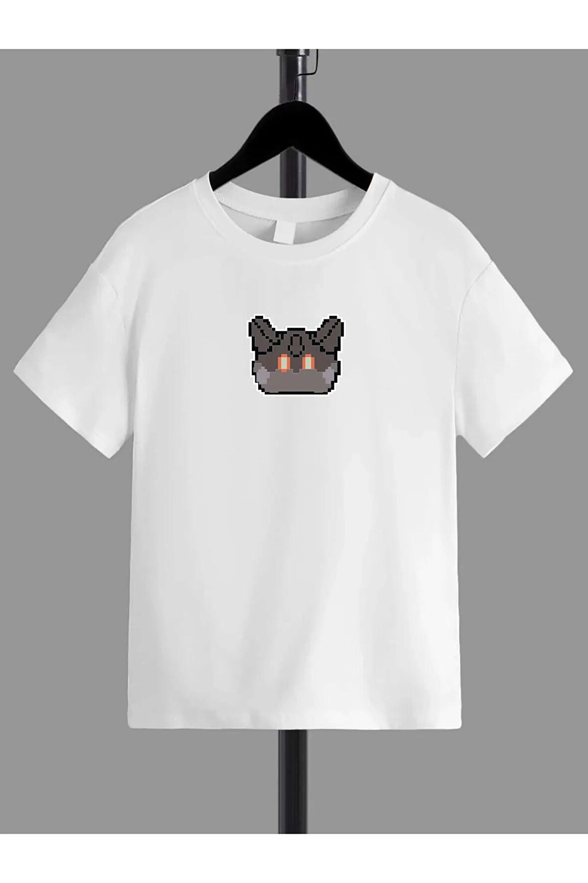 Ünisex Rahat Kalıp Pamuklu Baskılı Beyaz Çocuk T-shirt