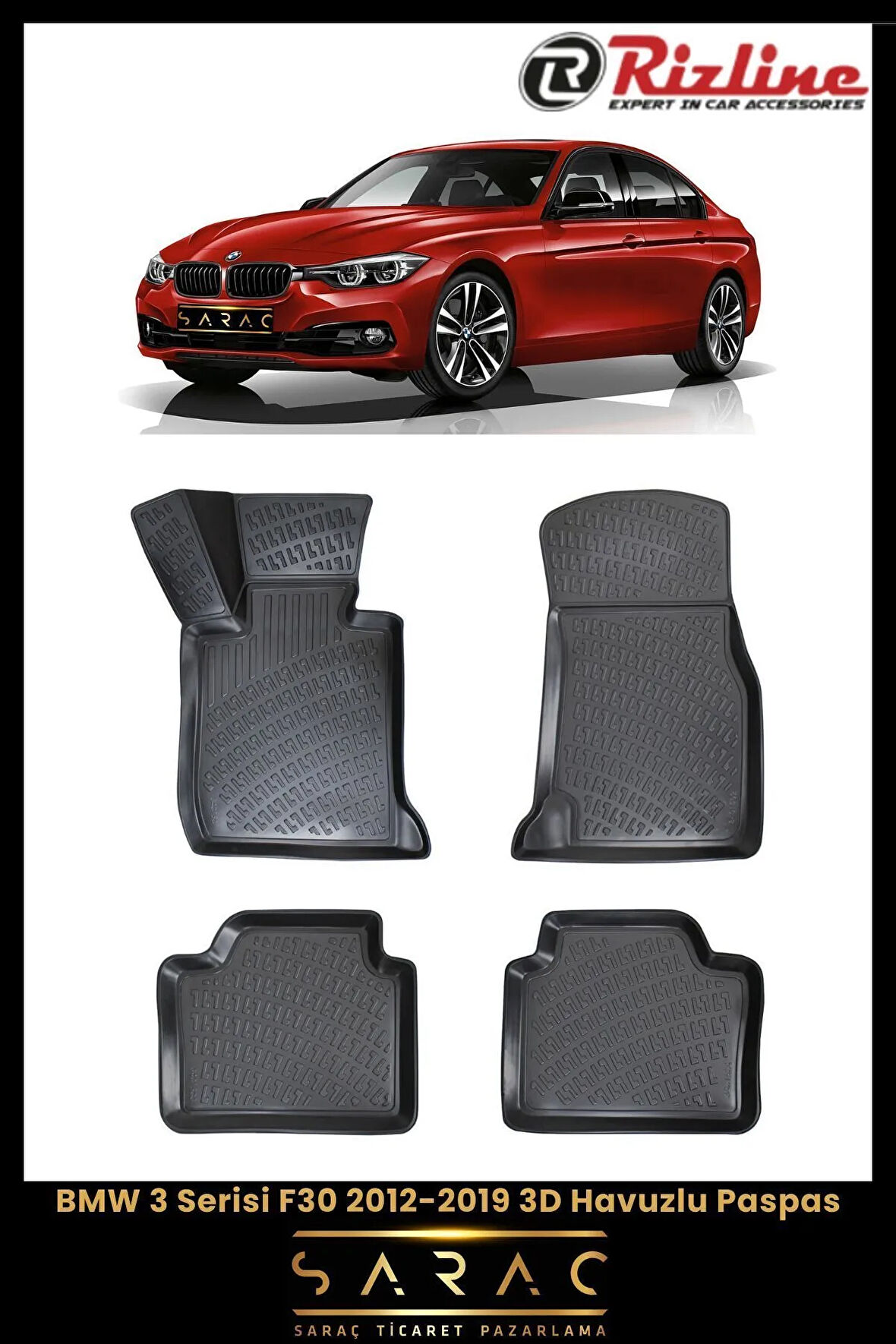 Rizline BMW 3 Serisi F30 2017 Model 3D Havuzlu Paspas