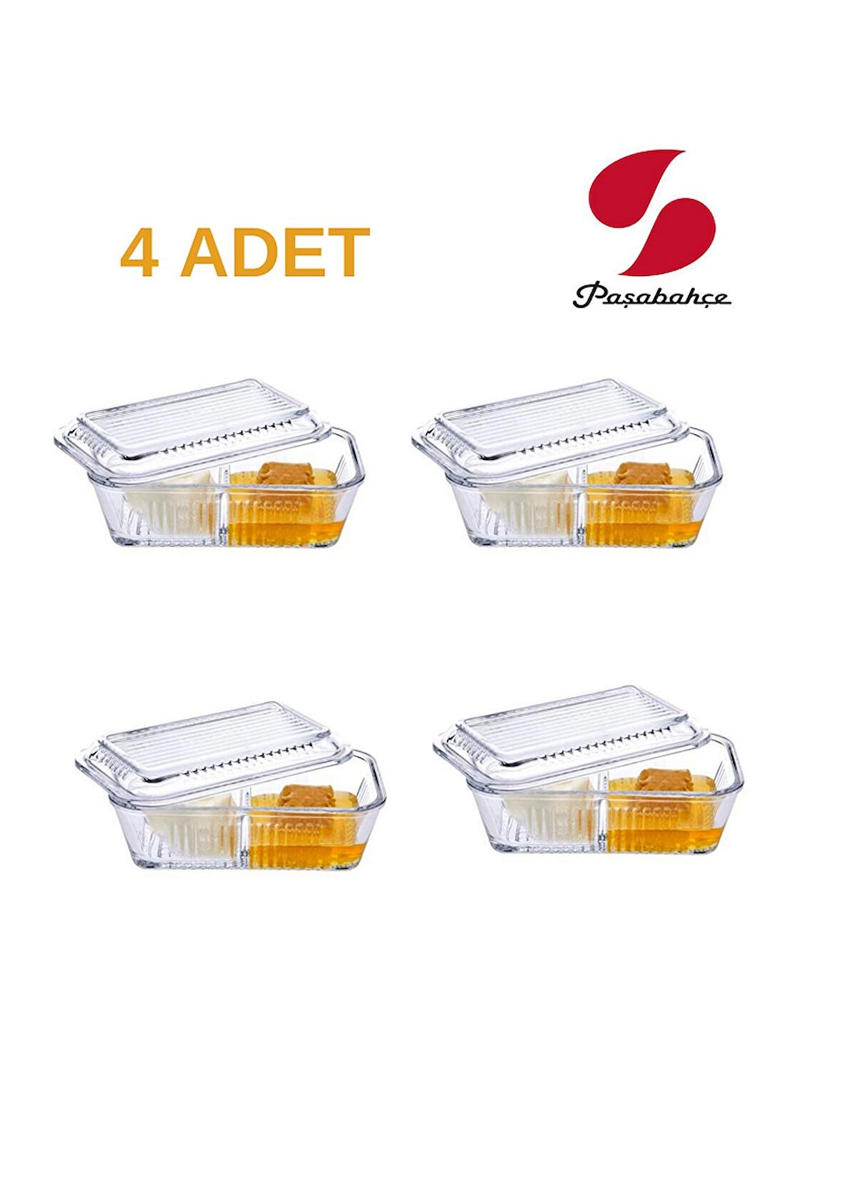 4 lü Frigo Studio Bölmeli Cam Saklama Kabı 480 cc