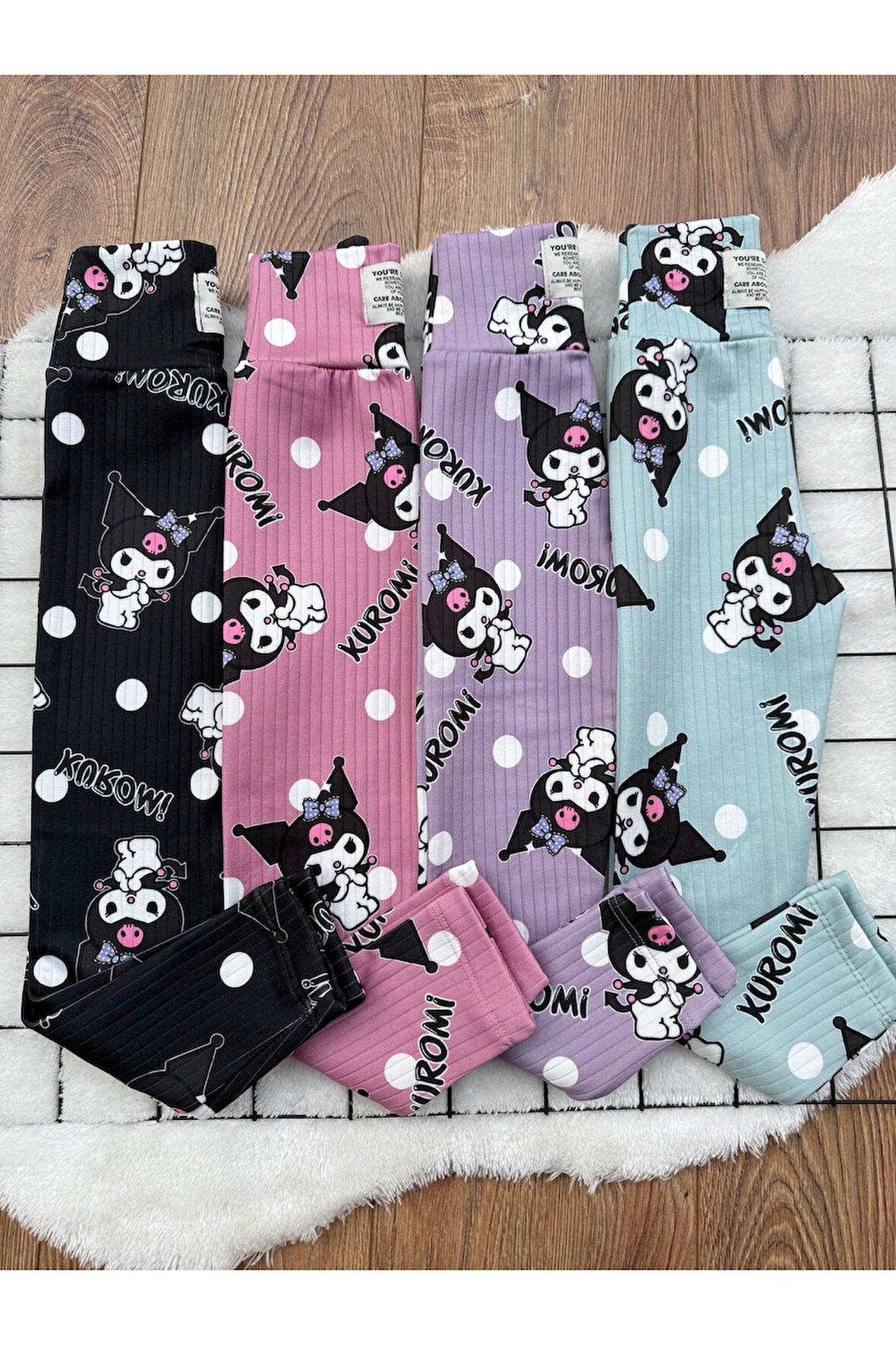 Kuromi Baskılı Mevsimlik Çocuk Tayt 4'lü Set