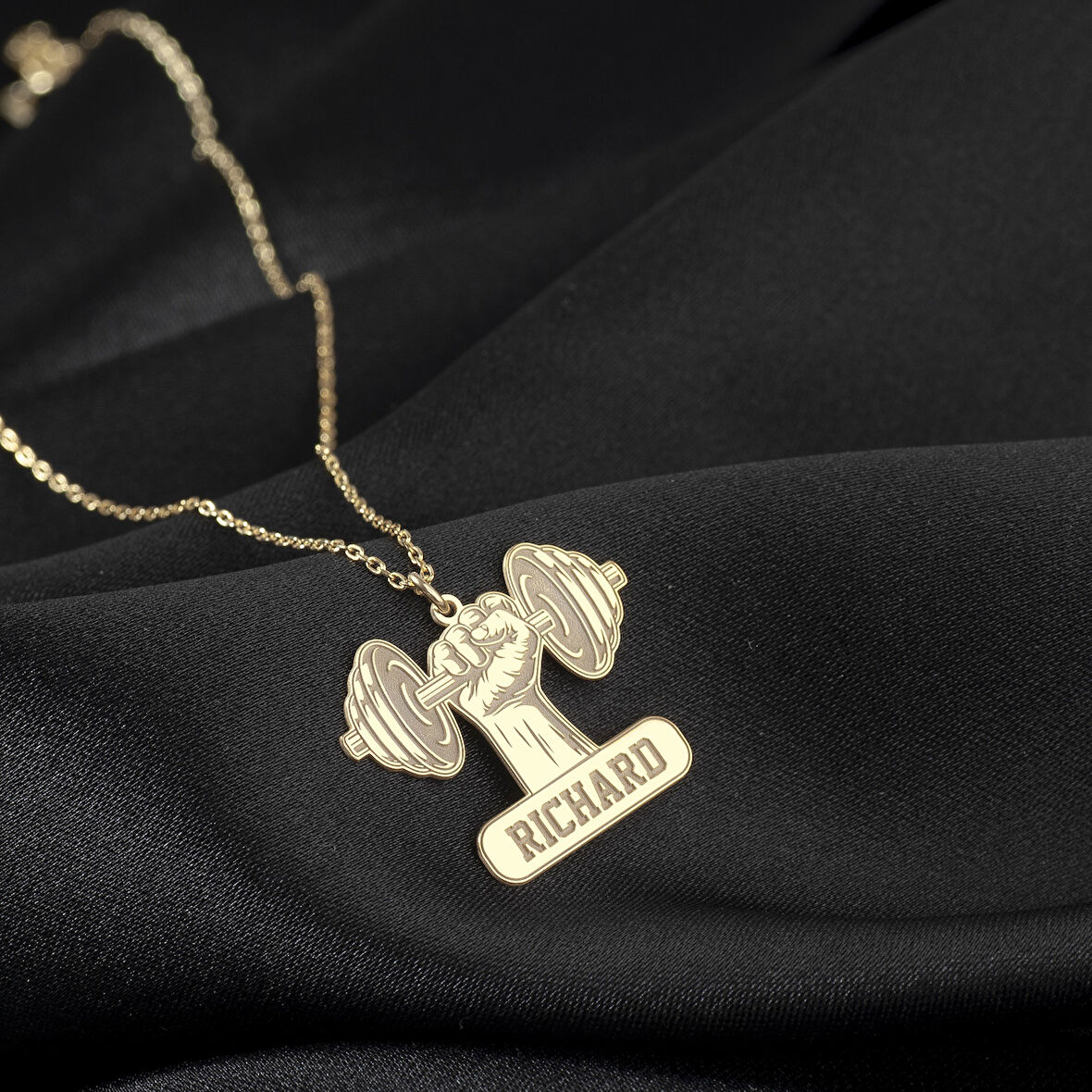 925 Ayar Gümüş Sporcu Halter İsim Kolye Özel Tasarım