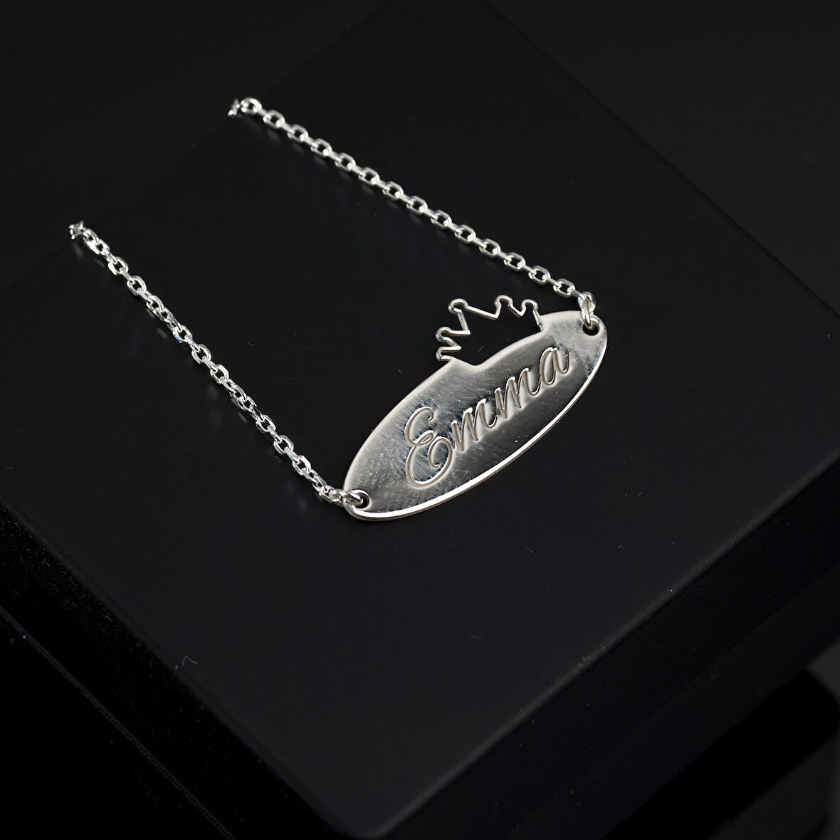 925 Ayar Gümüş Kalpli Plaka İsim Kolye Özel Tasarım