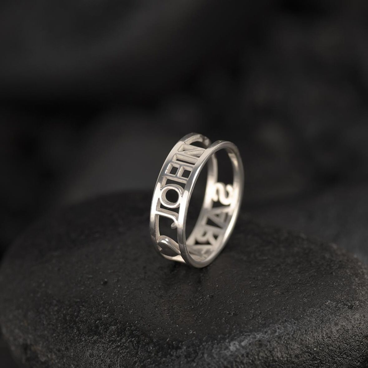 925 Ayar Gümüş İsimli Özel Yüzük Kişiye Özel Seri