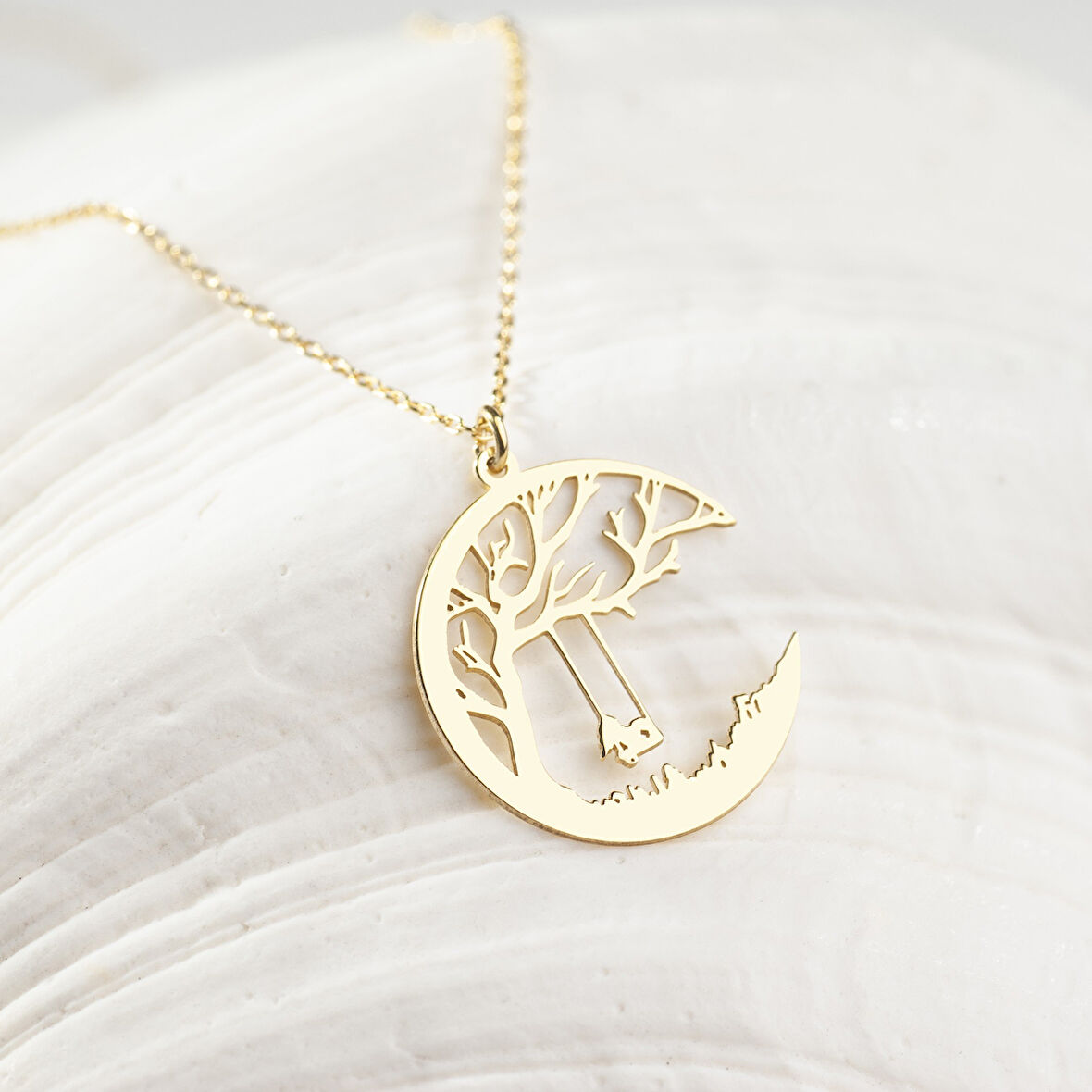 925 Ayar Gümüş Salıncaklı Ağaç Kolye Özel Tasarım