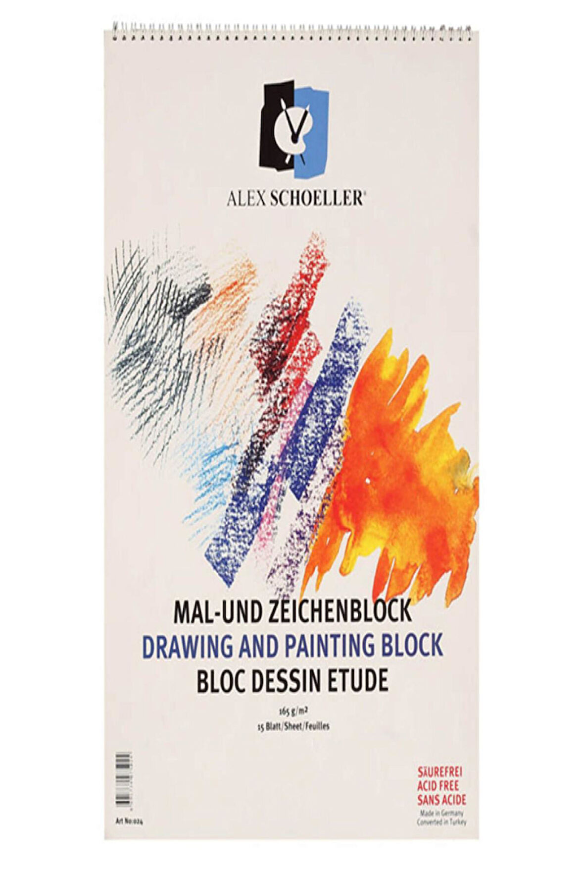 Alex Schoeller Dokulu Resim Defteri 25X35 Cm Sipralli 165 Gr 15 Yaprak Alx 017/100 165.25