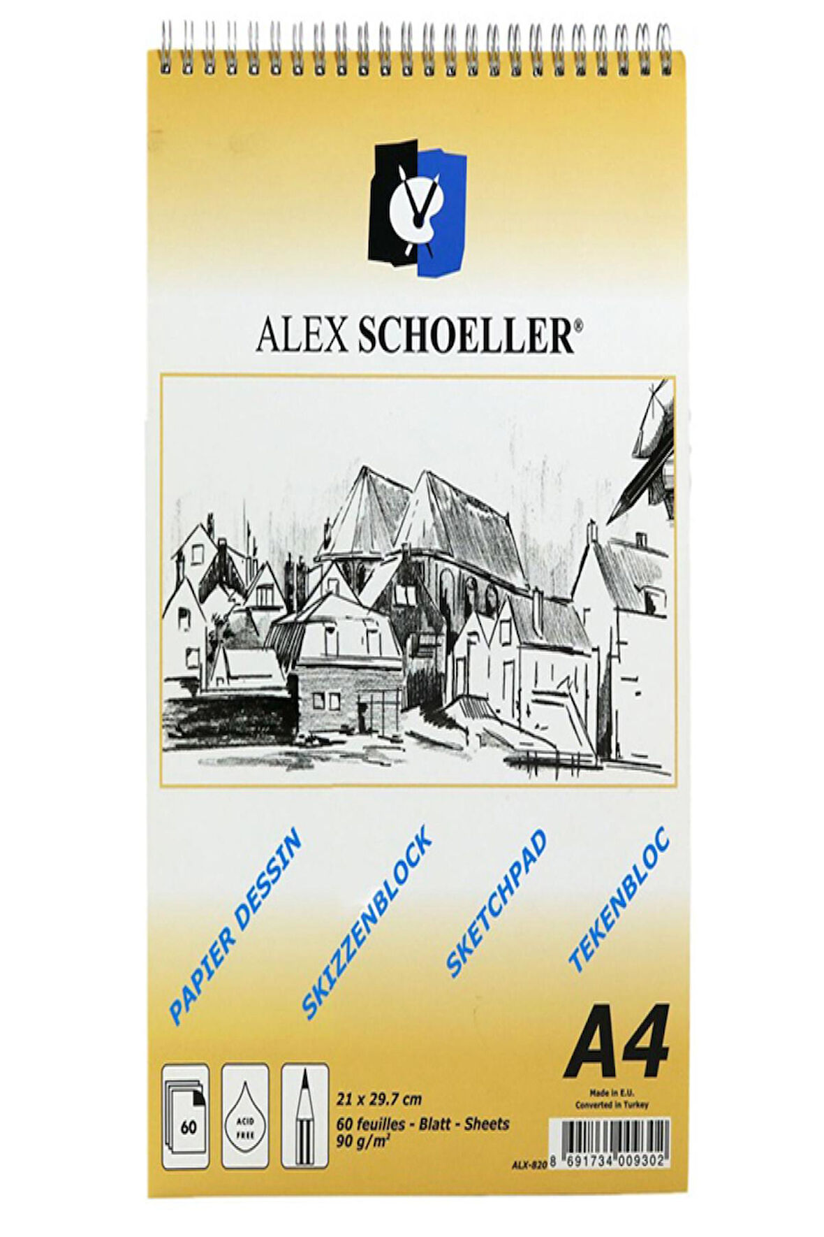 Alex Schoeller Eskiz Blok A4 Spiralli 60 Yaprak 90 Gram Dik Alx 820 090.04