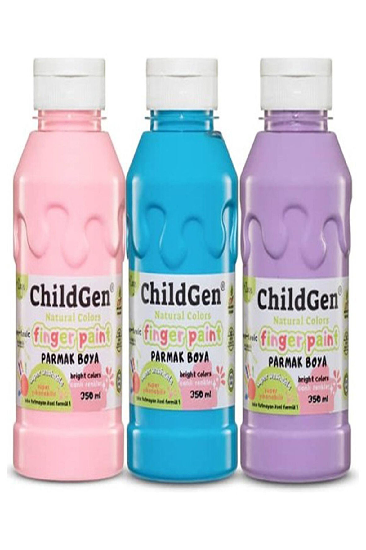 Childgen Parmak Boyası Yıkanabilir 3Lü Set Pastel Set Pembe Mavi Mor 3X350 ml