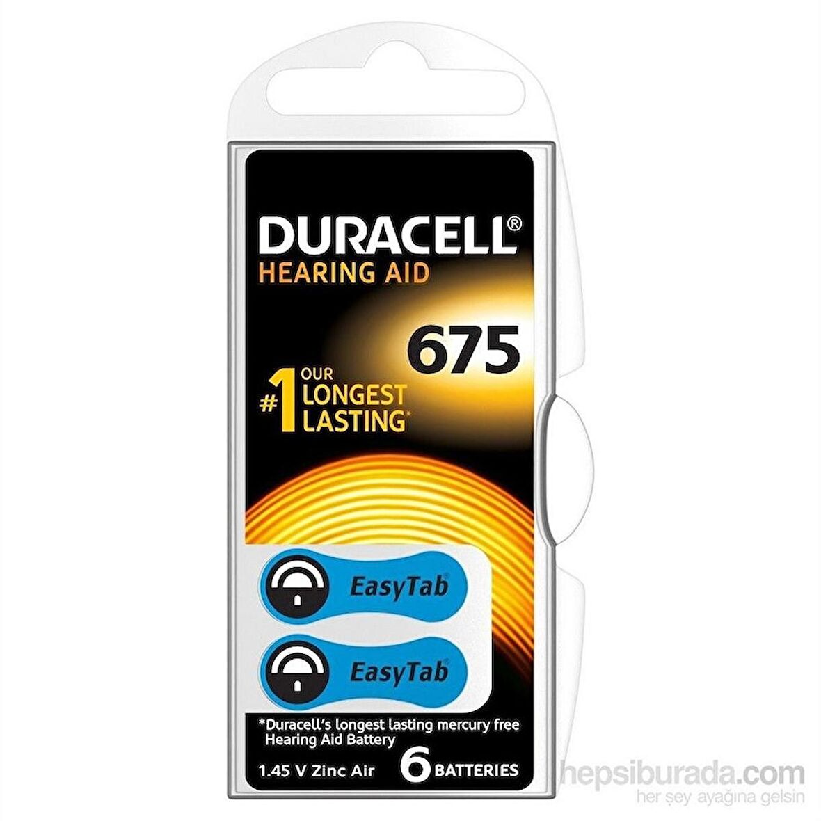 Duracell Kulaklık No 675     ( 1 Paket - 6 Tek Pil )