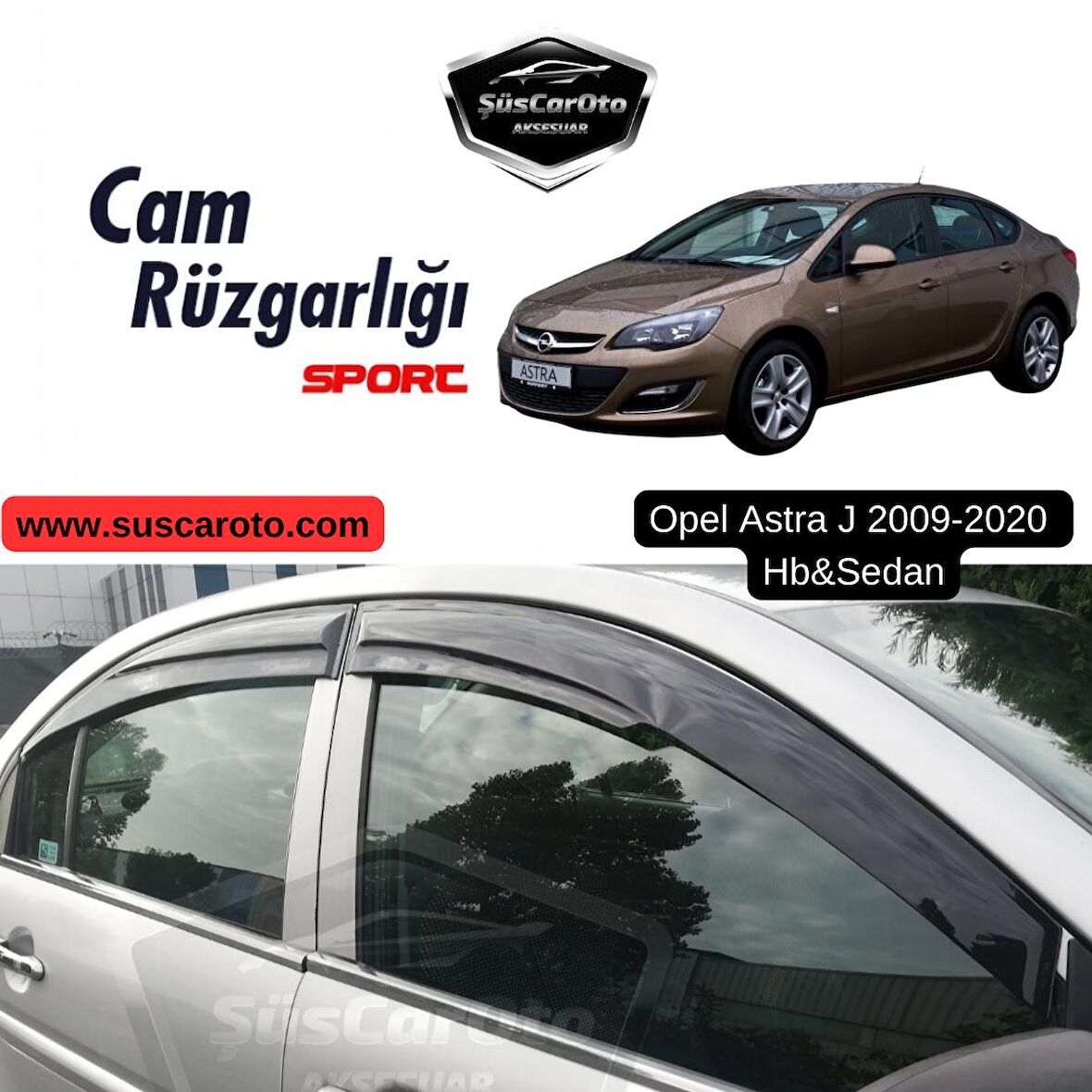 Opel Astra J Hb & Sedan 2009-2020 Uyumlu Mugen Cam Rüzgarlığı Seti Piano Black 4'lü İthal