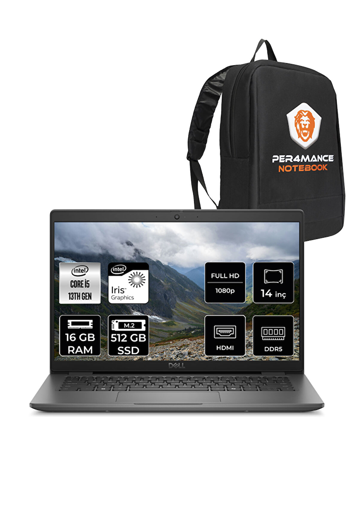 DELL Latitude 3450 i5 1335U 16GB DDR5 512GB SSD 14'' IPS FDOS Taşınabilir Bilgisayar & PER4 ÇANTA