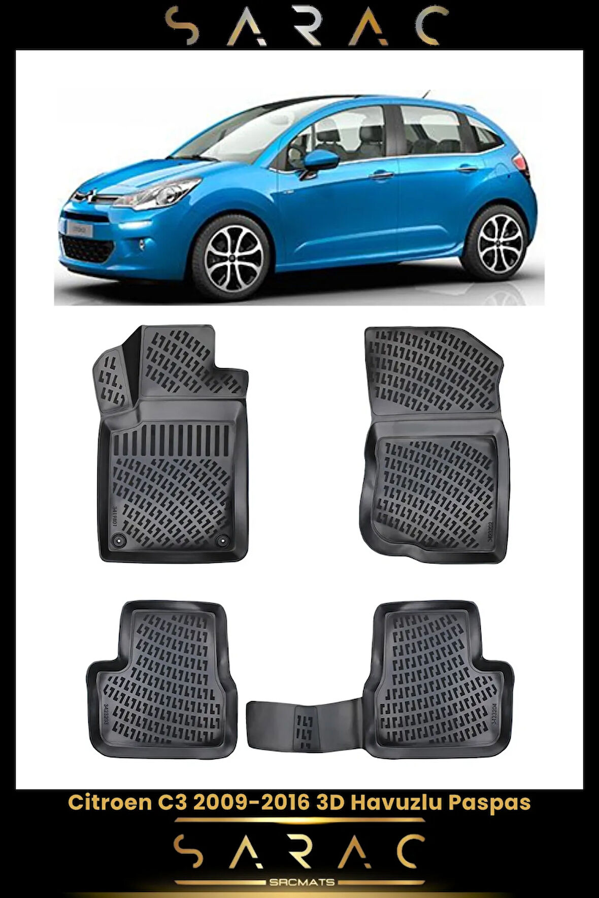 Citroen C3 2010 Model Araca Özel 3d Havuzlu Paspas