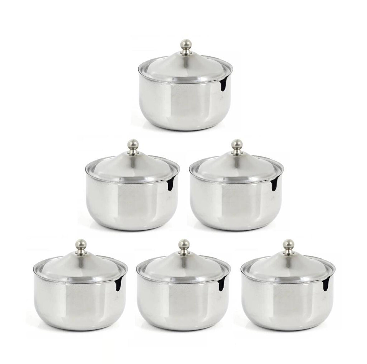 Omnisoft Tezel Paslanmaz Çelik Kapaklı Baharatlık Biberlik 6 Adet