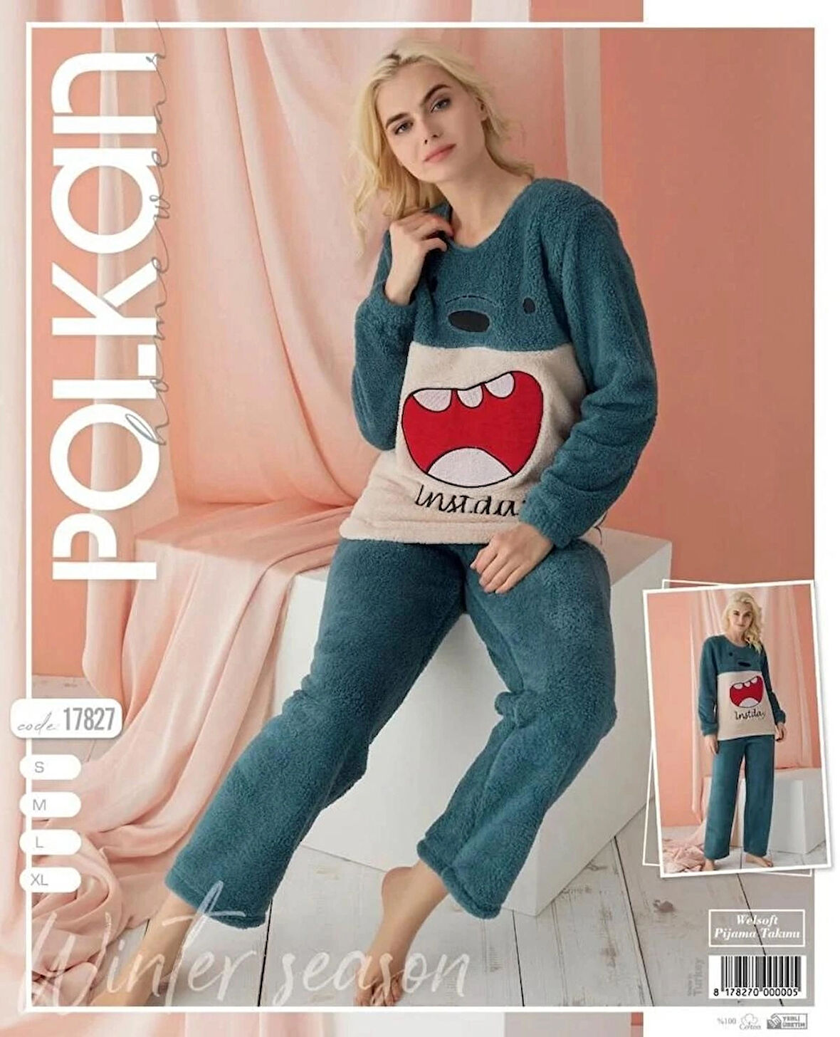 Polkan 17827 Kadın Velsof Polar Pijama Takım