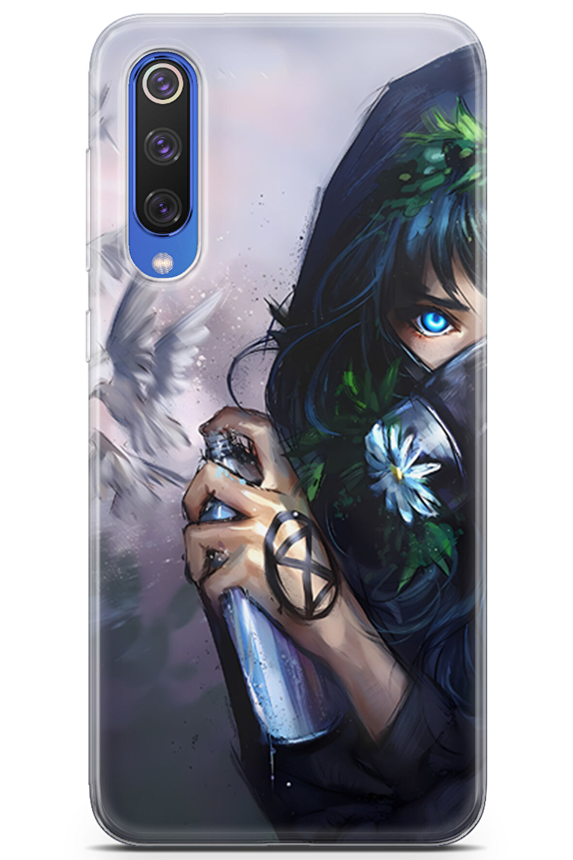 Xiaomi Mi 9 Se uyumlu Girls 28 Darbe Önleyici Spray Boya ve Güvercinler
