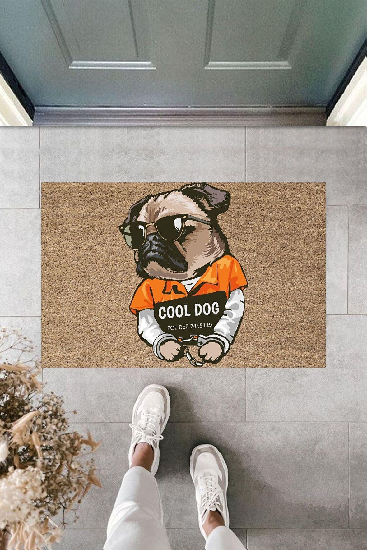 Dormot Home Modern Baskı - Cool Dog - Karşılama Kapı Önü Paspası