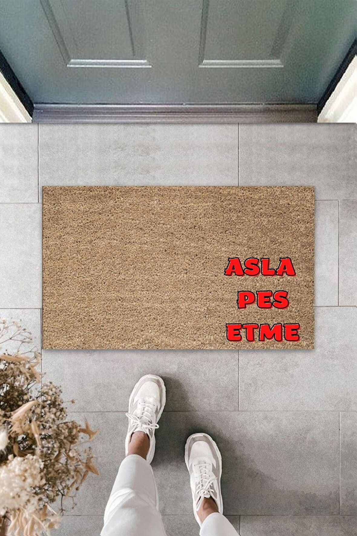 Dormot Home Modern Dijital Baskı - Motivasyon Paspas - Asla Pes Etme - Dekoratif Kapı Önü Paspası