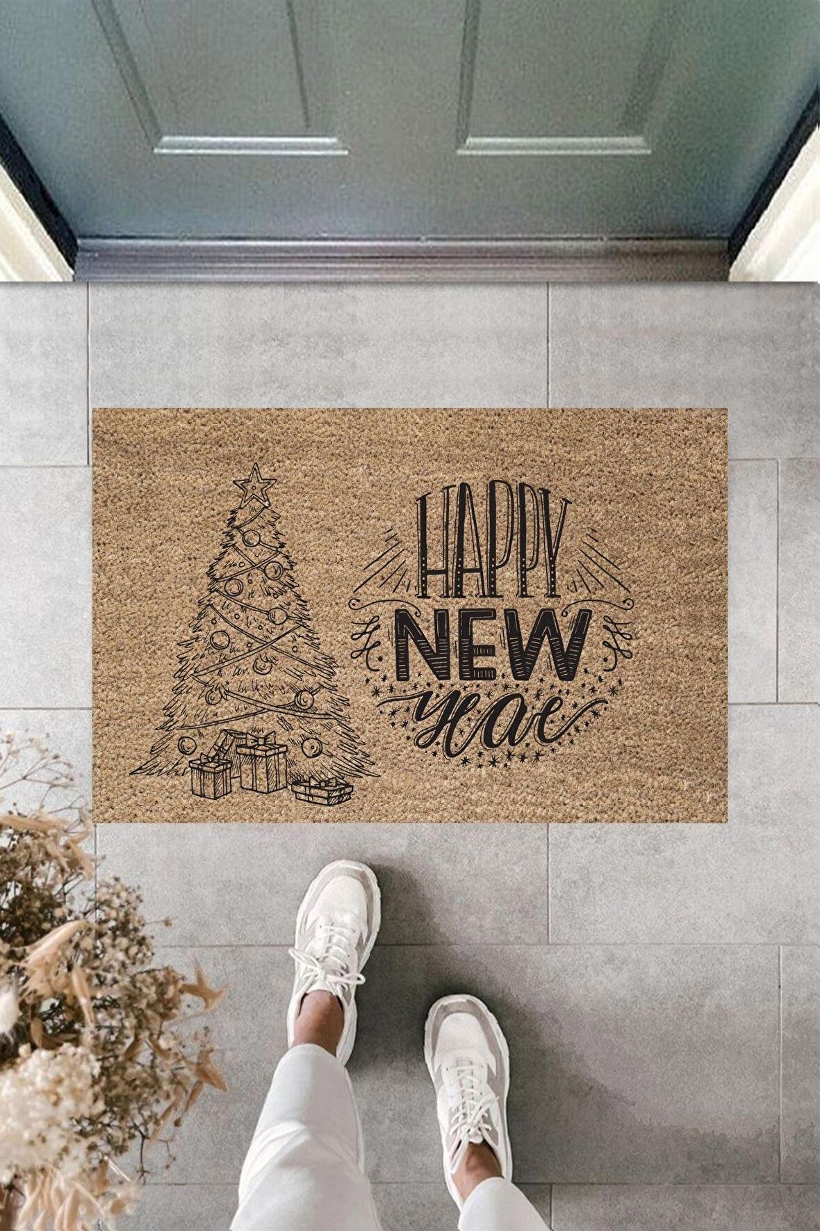 Dormot Home Modern Baskı - Happy New Year 4 - Karşılama Kapı Önü Paspası