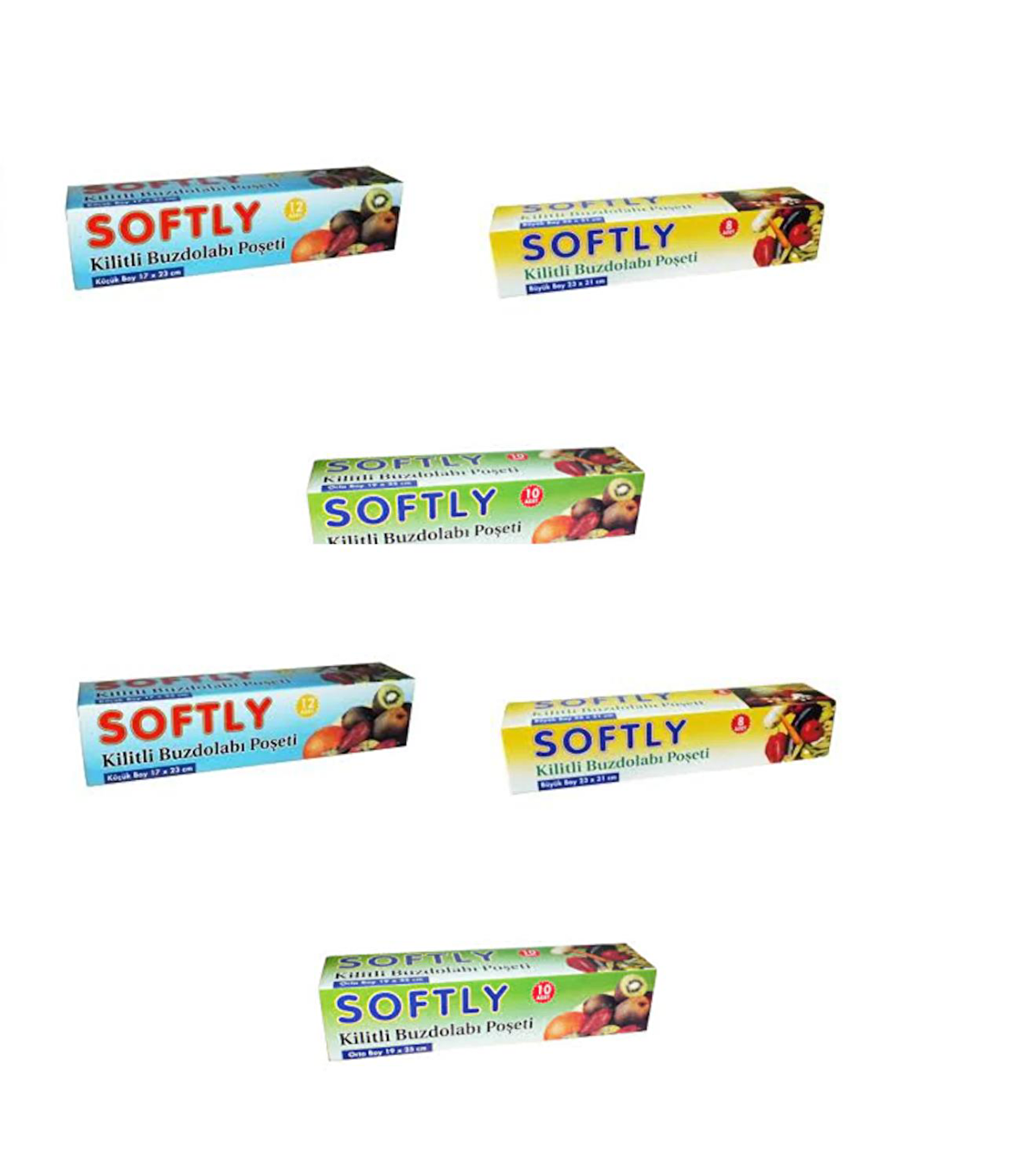 Emr softy kilitli buzdolabı poşeti - 6 lı set küçük/orta/büyük