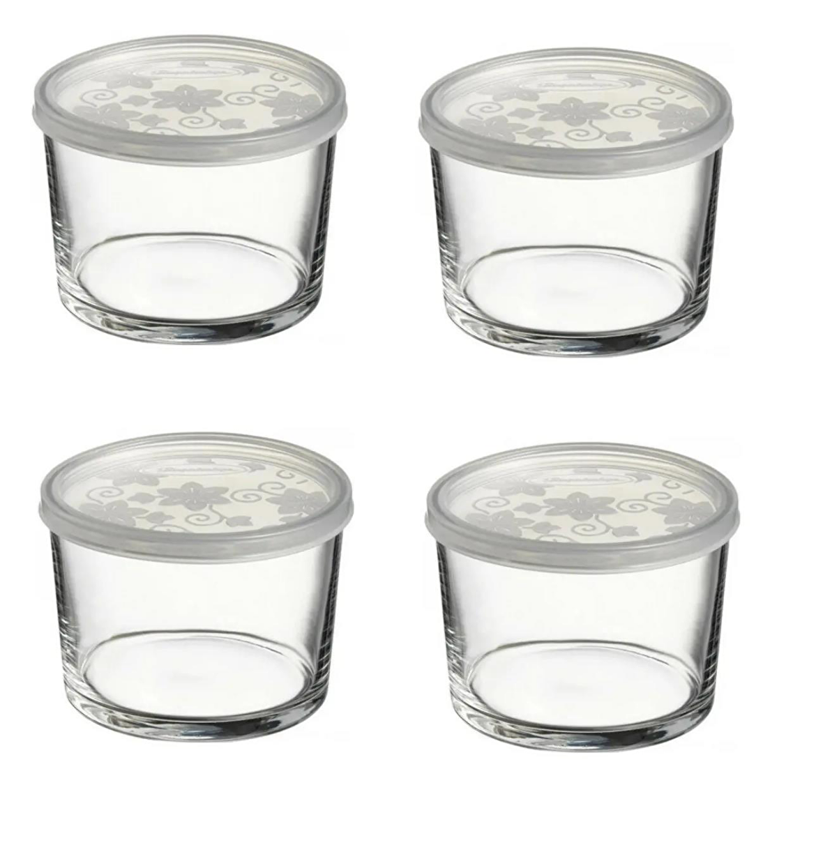 Paşabahçe kapaklı cam saklama kabı 4 lü kahvaltılık 220cc