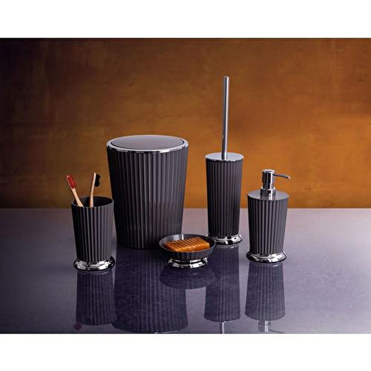 Primanova nely 5 prç.akrilik banyo seti takımı gri