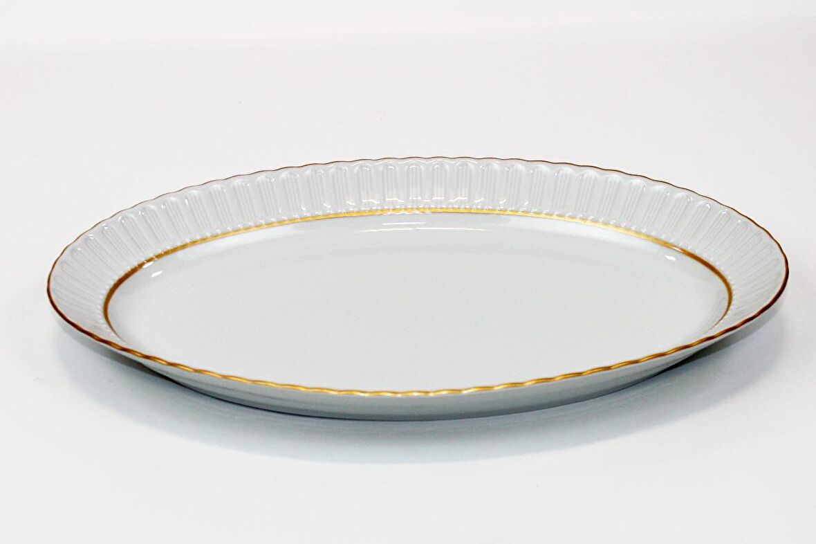 Kütahya porselen kayık tabak sedef yaldızlı 30 cm.