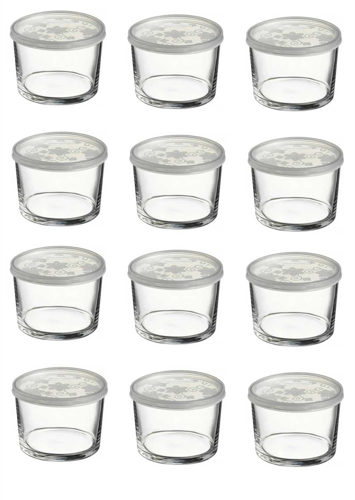 Paşabahçe kapaklı cam saklama kabı 12 li kahvaltılık 220cc