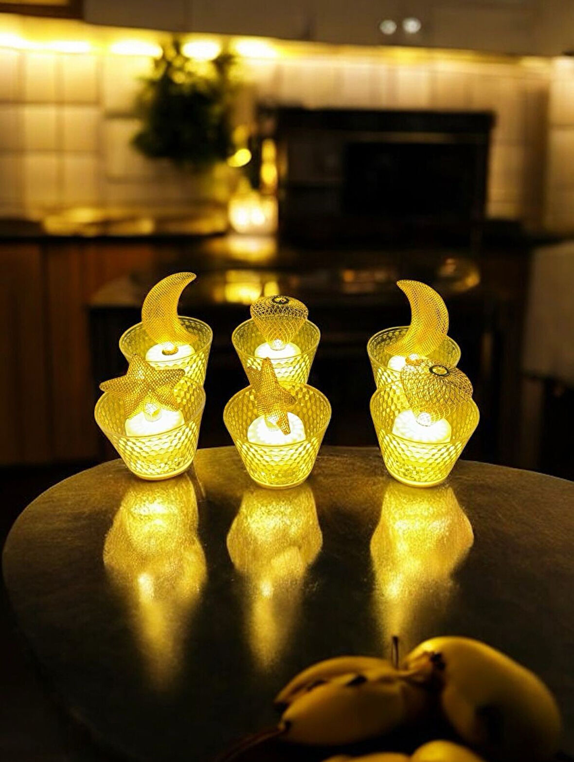 Dekoratif led mum - 3 model 6 lı led ışık mumluk aksesuar