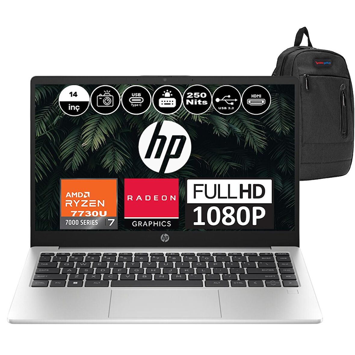 Hp 245 G10 AMD Ryzen 7 7730U 32GB 1TB SSD AMD Radeon™ Grafik Freedos 14" FHD Taşınabilir Bilgisayar 8A552EAF07 + Weblegelsin Çanta