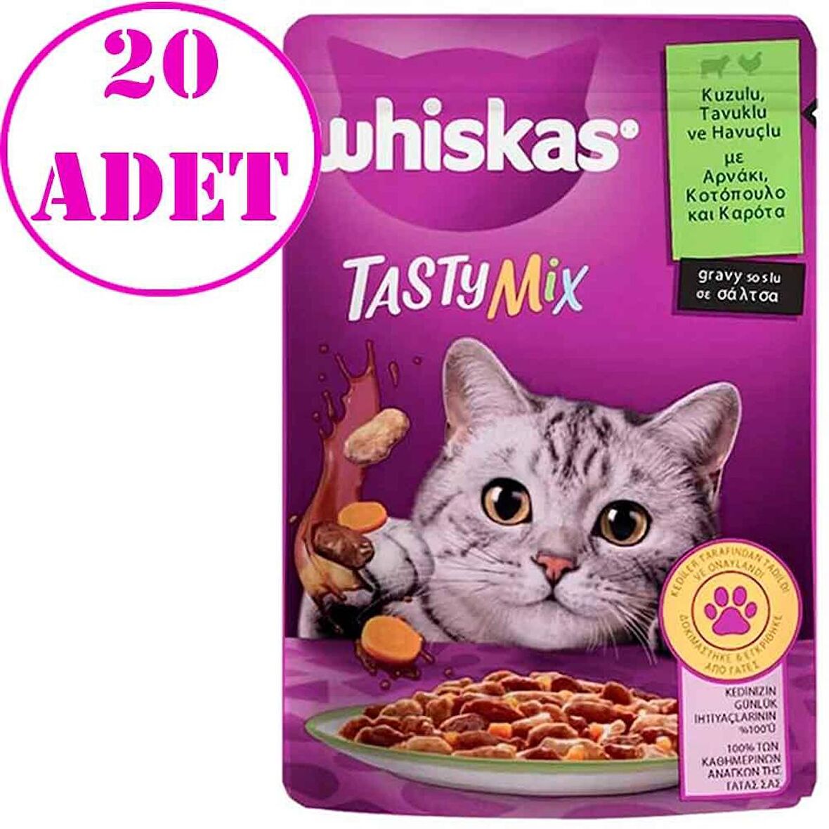 Whiskas Tasty Mix Kuzulu Havuçlu Kedi Maması 85 Gr 20 AD