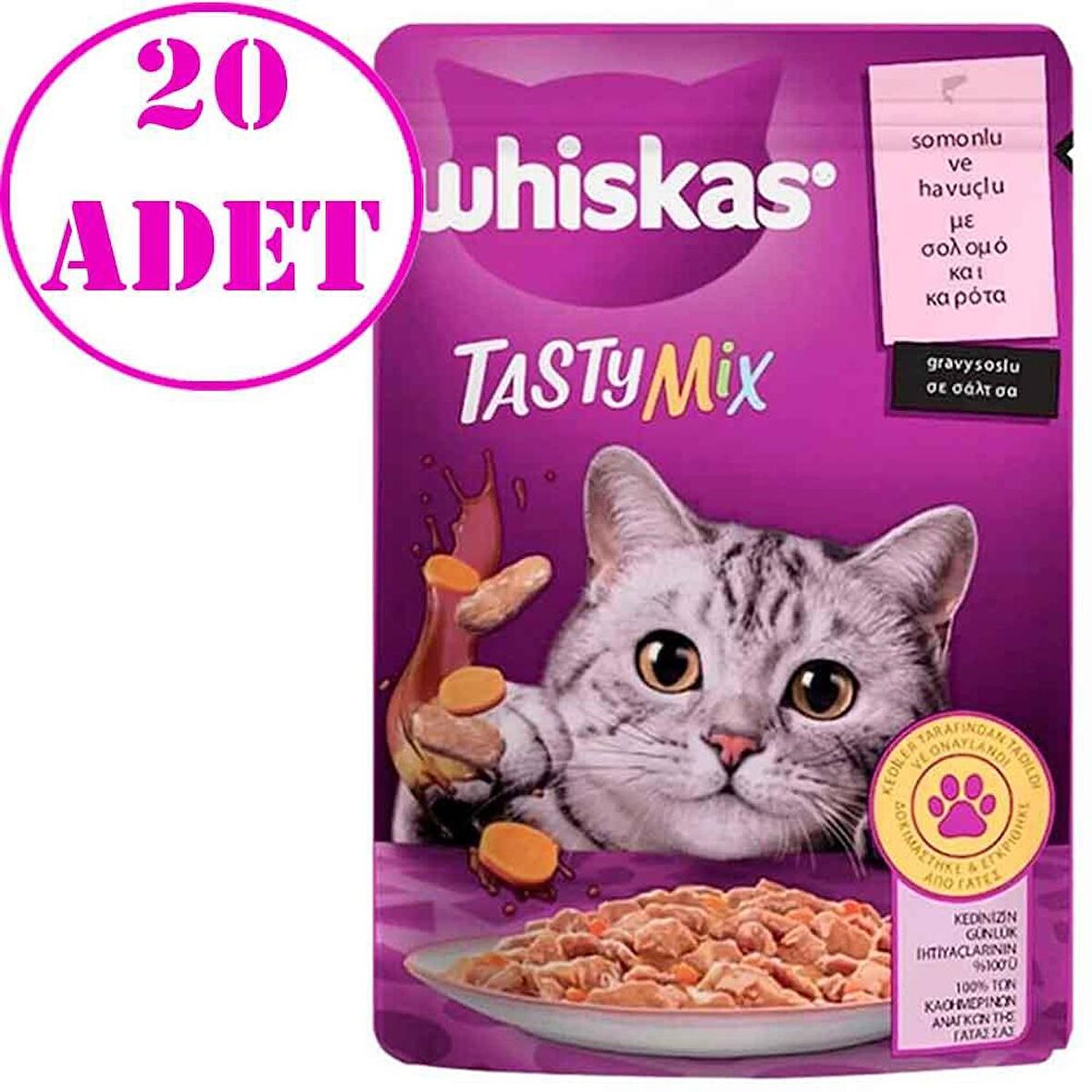 Whiskas Tasty Mix Somonlu Havuçlu Kedi Maması 85 Gr 20 AD