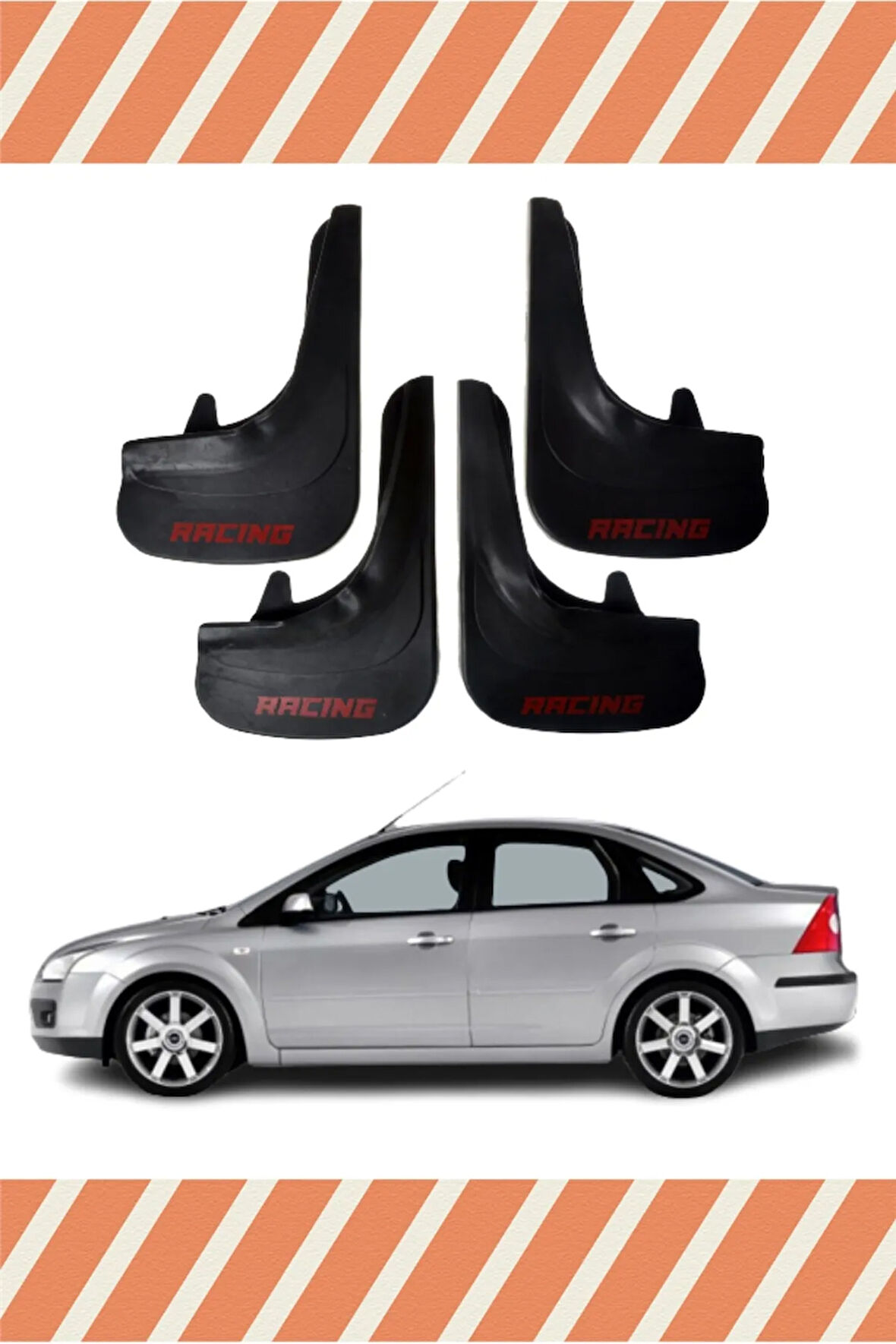 Ford Focus 2 Sd 2005-2011 Racing yazılı 4’lü tozluk çamurluk paçalık