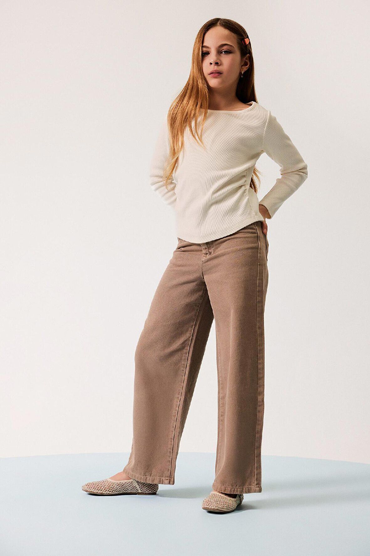 Kız Çocuk Wide Leg Geniş Paça Pamuklu Pantolon