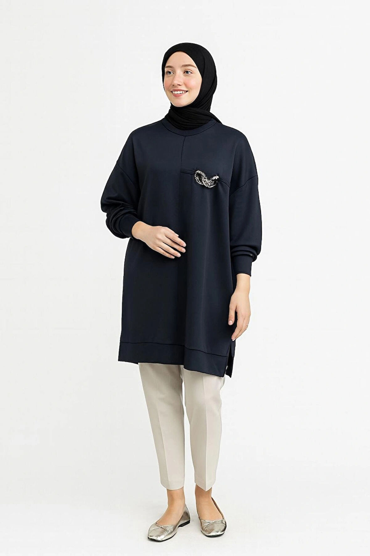 Puane Scuba Kumaş Aksesuar Detaylı Sweatshirt