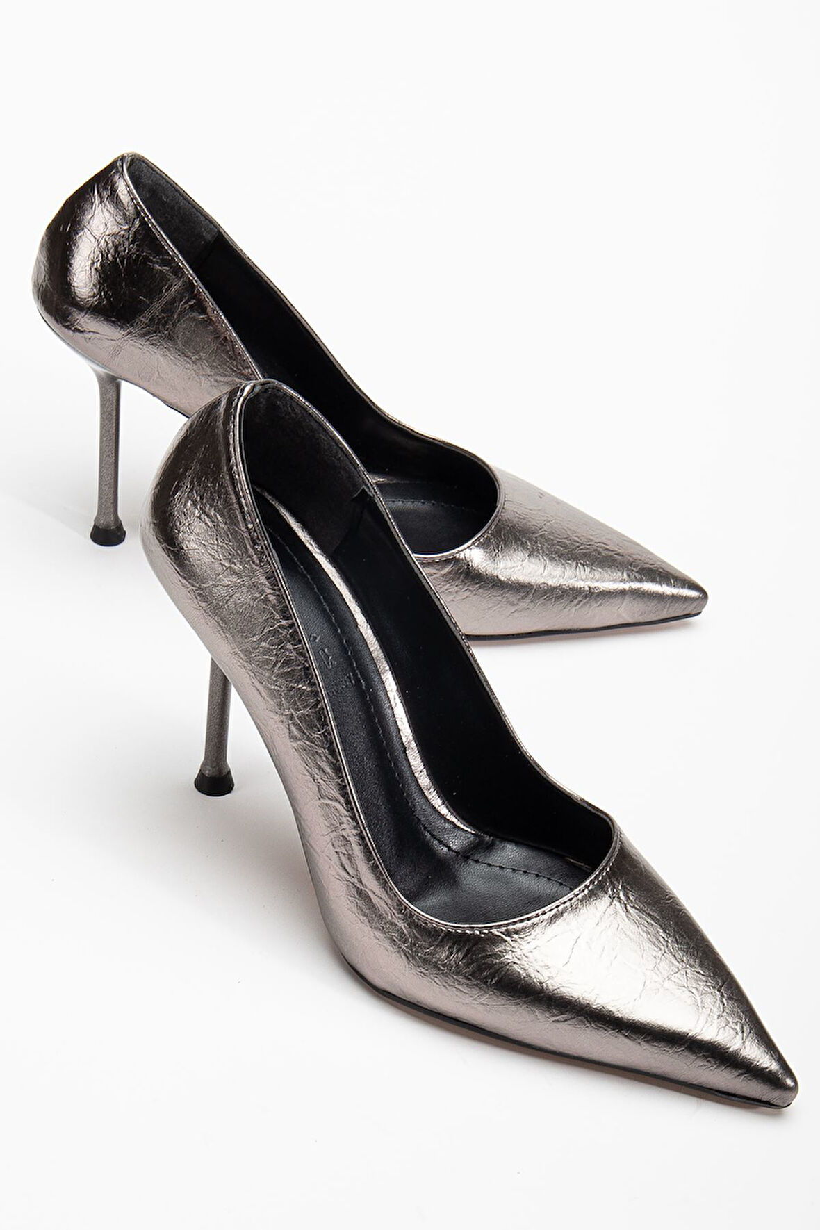 Dorethy Kadın Topuklu Ayakkabı Platin Parlak Cilt Stiletto 