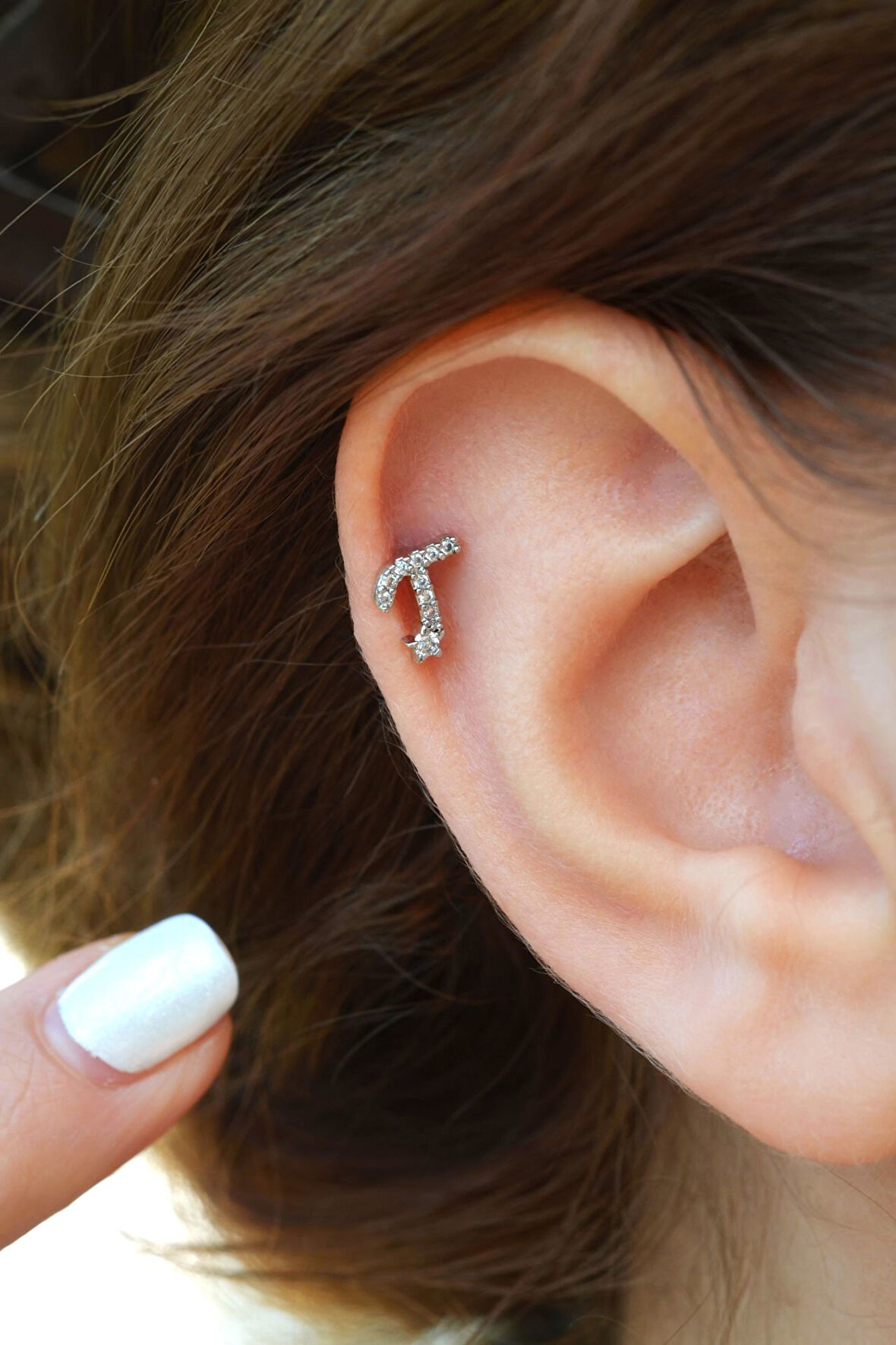 T Harfi Piercing Gümüş Renkli Harf Piercing T
