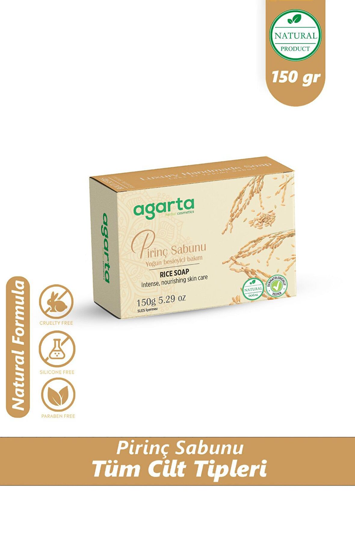 Agarta Doğal Pirinç Sabunu El Yapımı 150 Gr