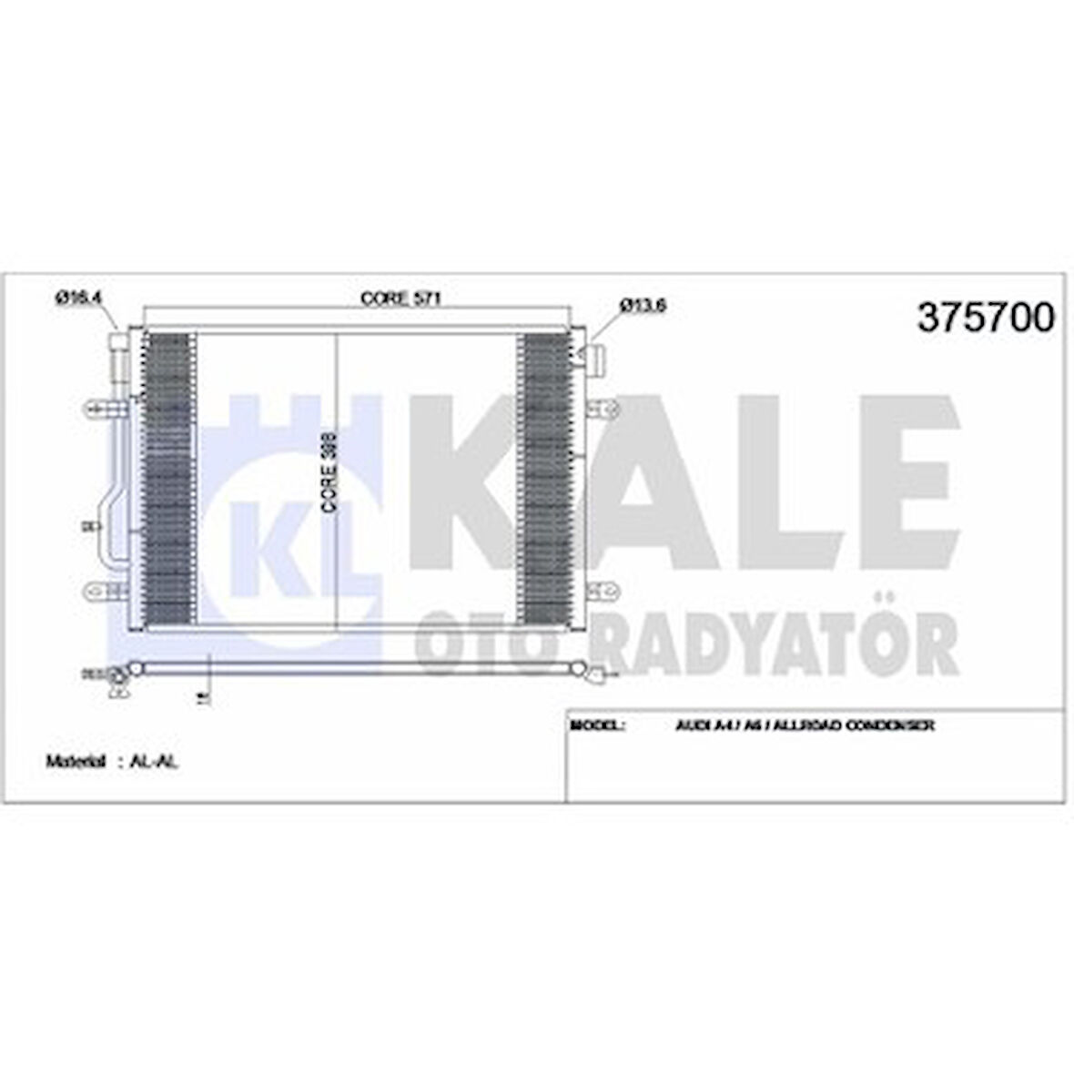 KALE 375700-TURBO RADYATORU 1.6T/1.6D/2.0D INSIGNIA A 09 > 1302647---