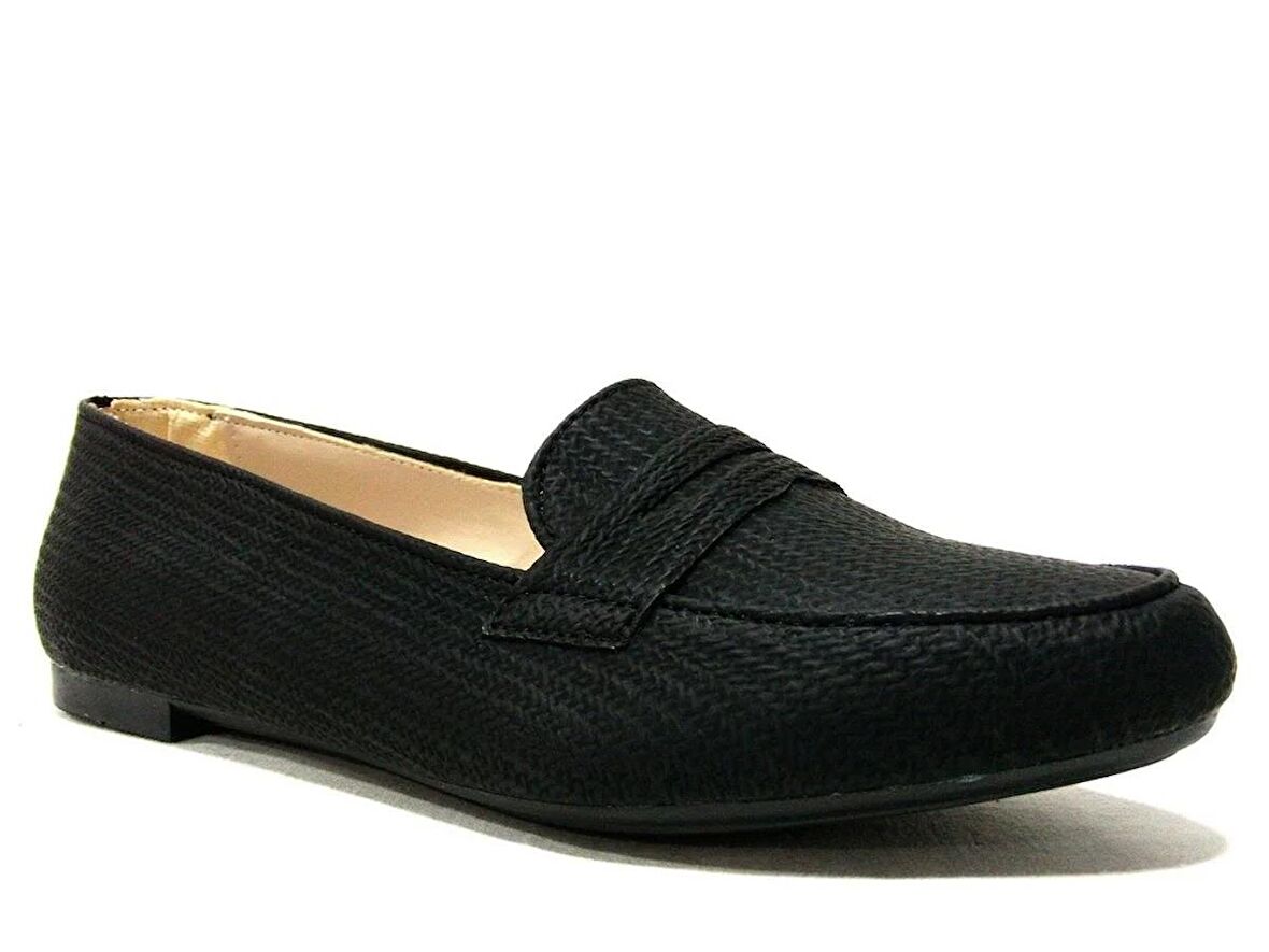 Sedef Siyah Loafer Anatomik Babet