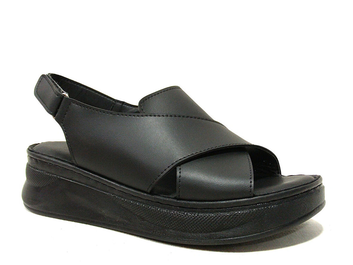 Punto Siyah Cırtlı Anatomik Comfort Sandalet