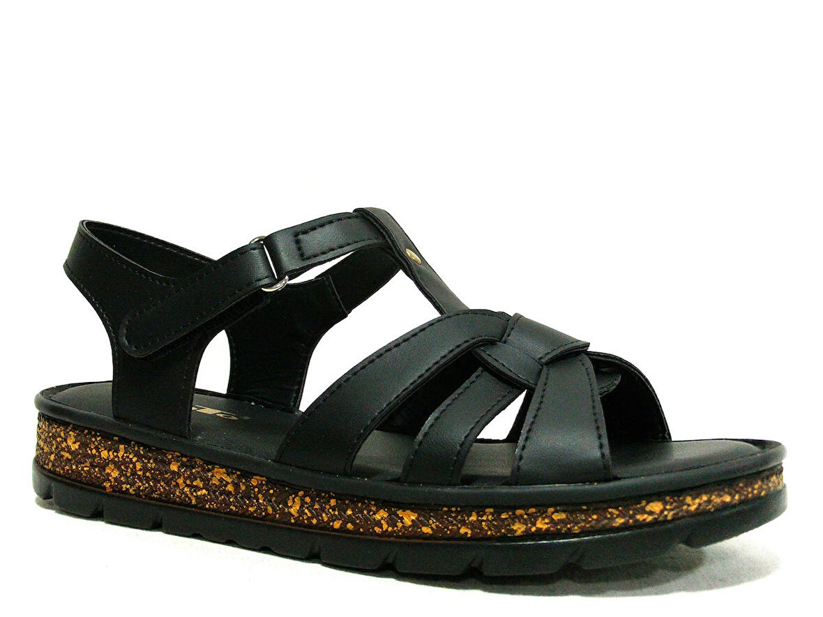 Punto Siyah Cırtlı Anatomik Comfort Sandalet