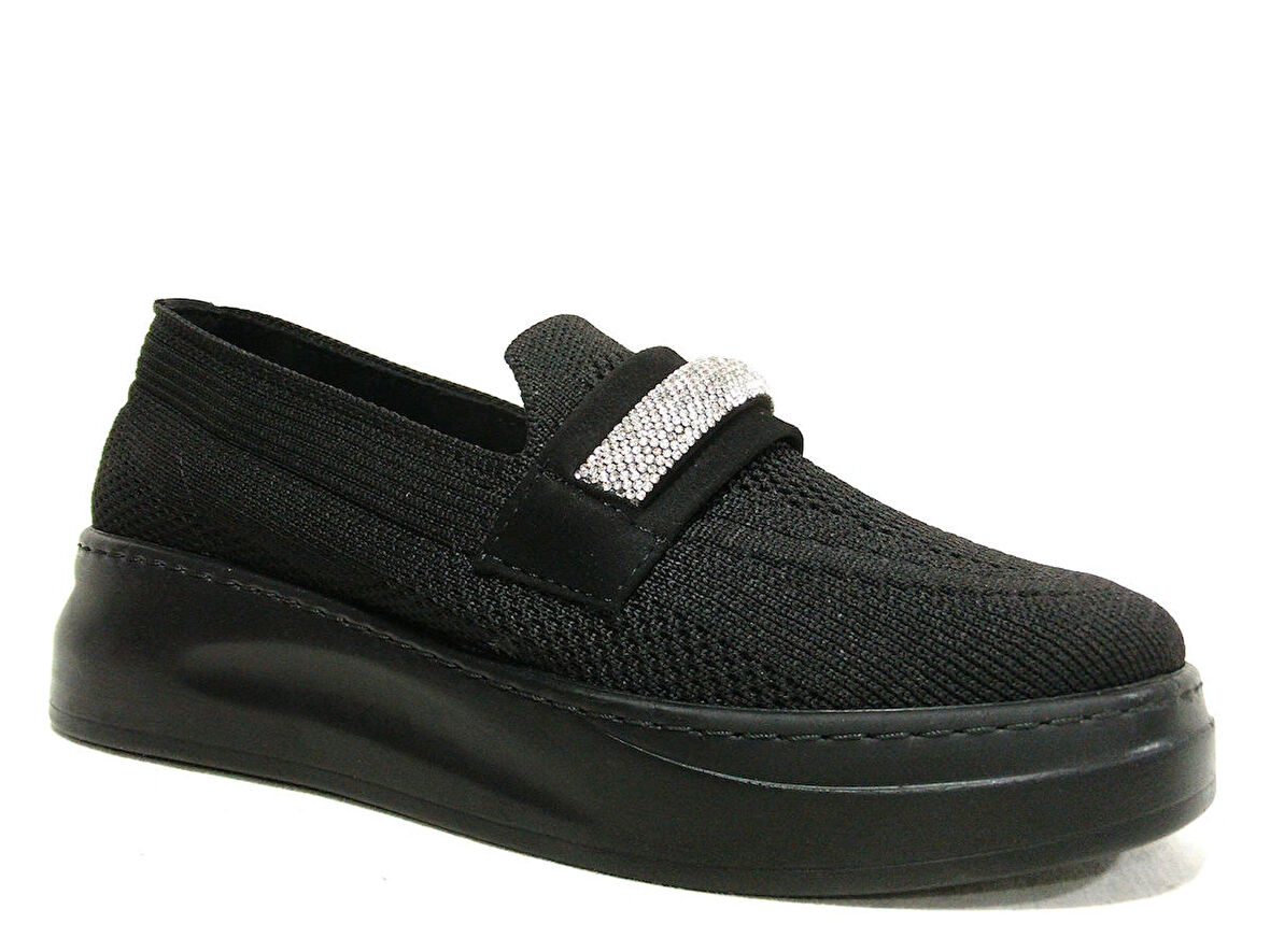 Ventes Siyah Pırlanta Taşlı Comfort Anatomik Ayakkabı