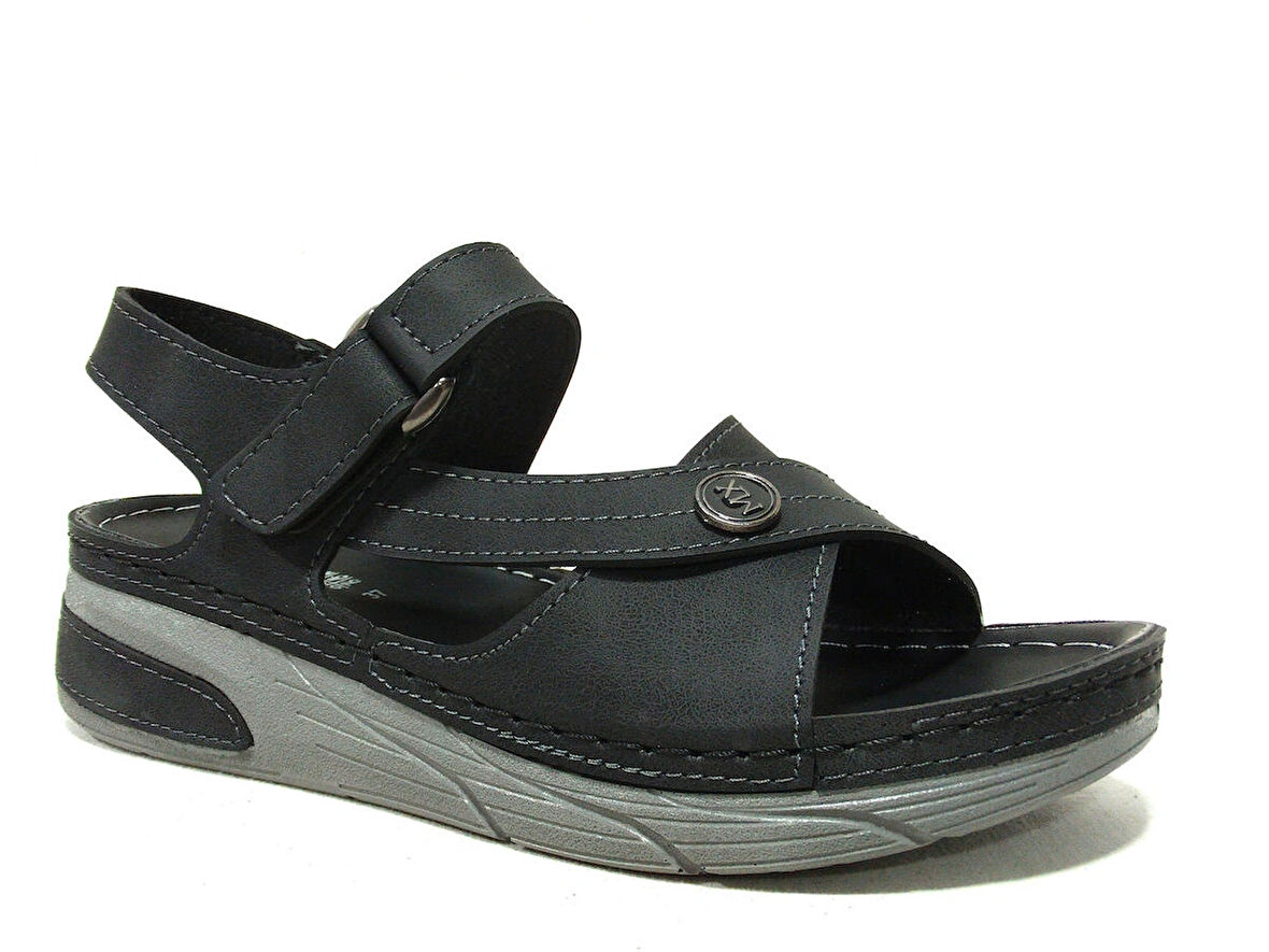 Mulex Siyah Cırtlı Anatomik Comfort Sandalet