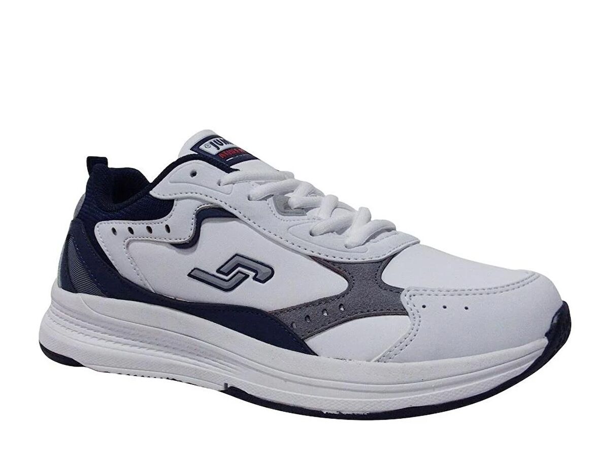 Jump Beyaz Lacivert Gri Bağcıklı Running Sneakers Spor Ayakkabı