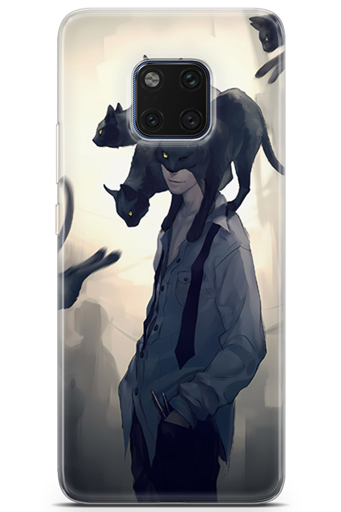 Huawei Mate 20 Pro uyumlu Girls 1 Silikon Kapak Kara Kedi