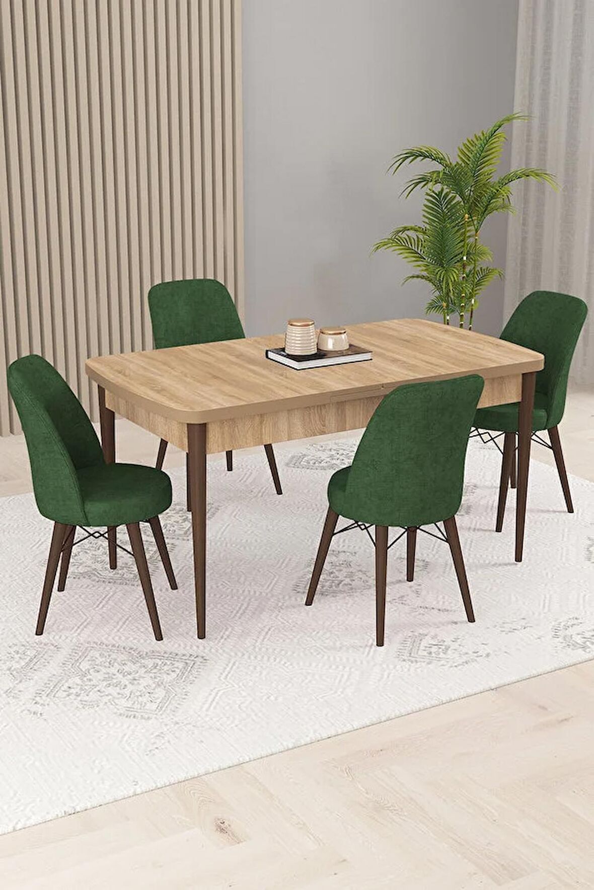 Rovena Kaf Meşe 80x132 Açılabilir Suntalam Yemek Odası Takımı 4 Adet Sandalye