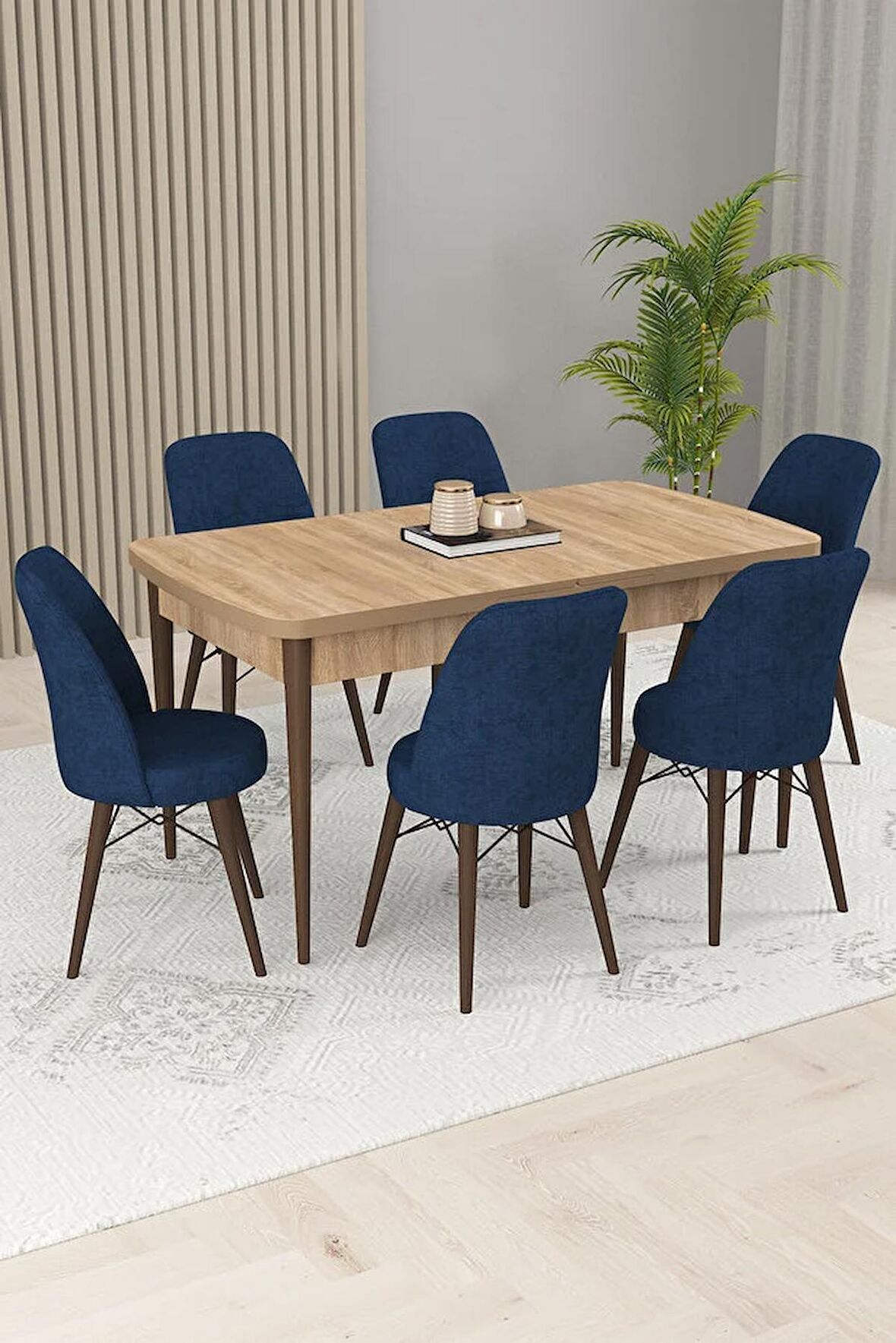 Rovena Kaf Meşe 80x132 Açılabilir Suntalam Yemek Odası Takımı 6 Adet Sandalye