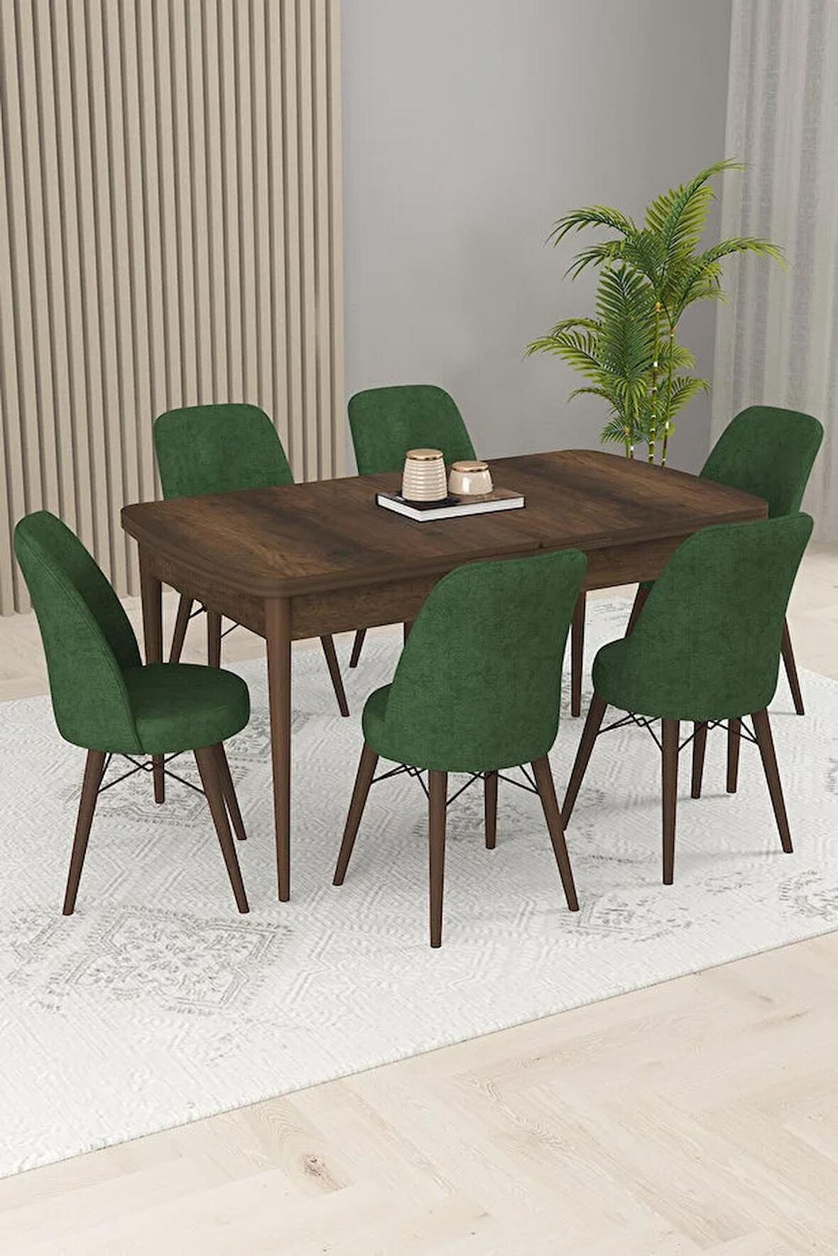 Rovena Kaf Barok 80x132 Açılabilir Suntalam Yemek Odası Takımı 6 Adet Sandalye