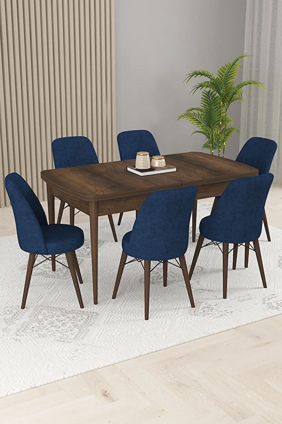 Rovena Kaf Barok 80x132 Açılabilir Suntalam Yemek Odası Takımı 6 Adet Sandalye