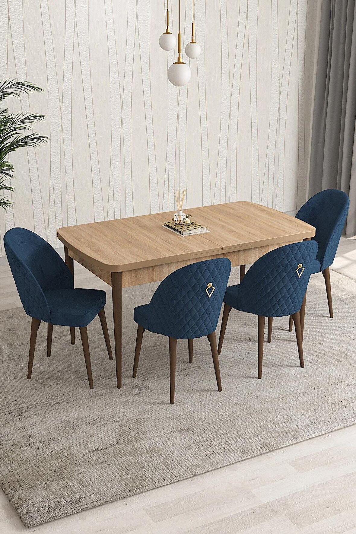 Rovena Modica Meşe 80x132 Açılabilir Suntalam Yemek Odası Takımı 4 Adet Sandalye